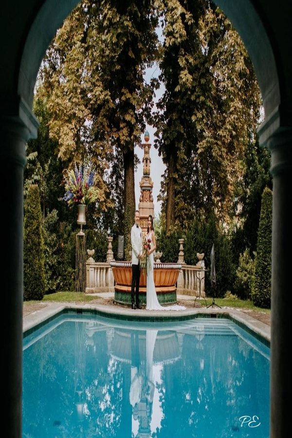 Just Married Couple By the Pool, Budapest