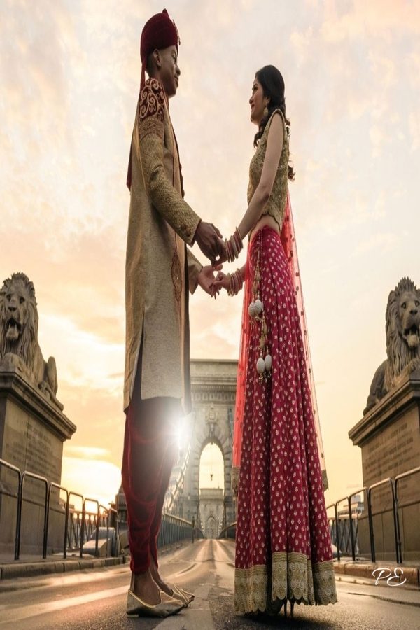 Indian Wedding Couple By Chain Bridge